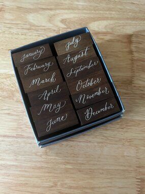 La Dolce Vita Set of 12 Wood Mounted Rubber Stamps - Months
